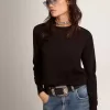 Maglione da donna con collo rotondo in lana nera