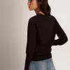 Maglione da donna con collo rotondo in lana nera