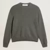 Maglione da donna girocollo in cotone grigio scuro con logo sul retro Maglione da donna girocollo in cotone grigio scuro con logo sul retro