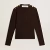 Maglione da donna girocollo in misto lana con bottoni dorati Maglione da donna girocollo in misto lana con bottoni dorati