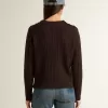 Maglione da donna girocollo in misto lana con bottoni dorati Maglione da donna girocollo in misto lana con bottoni dorati