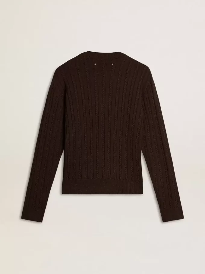 Maglione da donna girocollo in misto lana con bottoni dorati Maglione da donna girocollo in misto lana con bottoni dorati