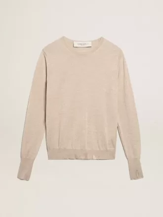 Maglione da donna in lana merino marrone chiaro Maglione da donna in lana merino marrone chiaro