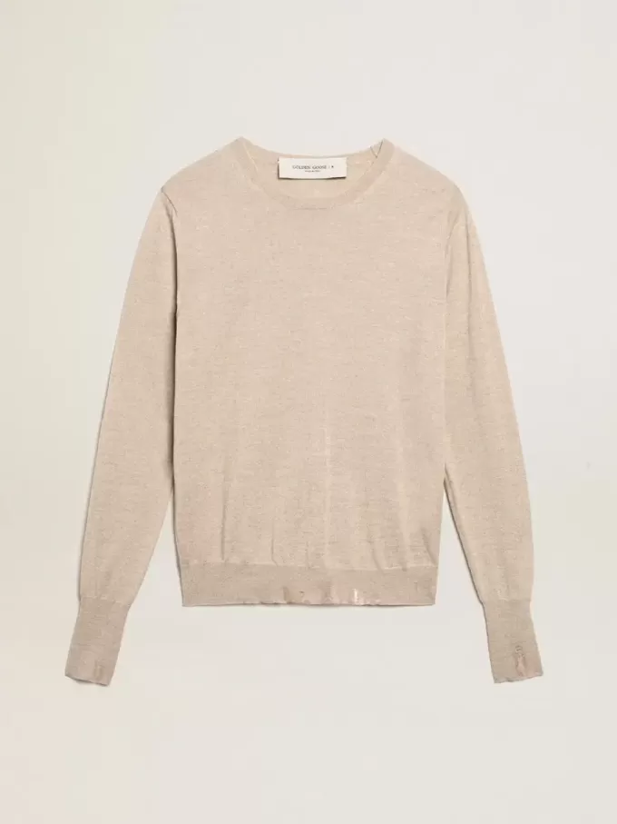 Maglione da donna in lana merino marrone chiaro Maglione da donna in lana merino marrone chiaro