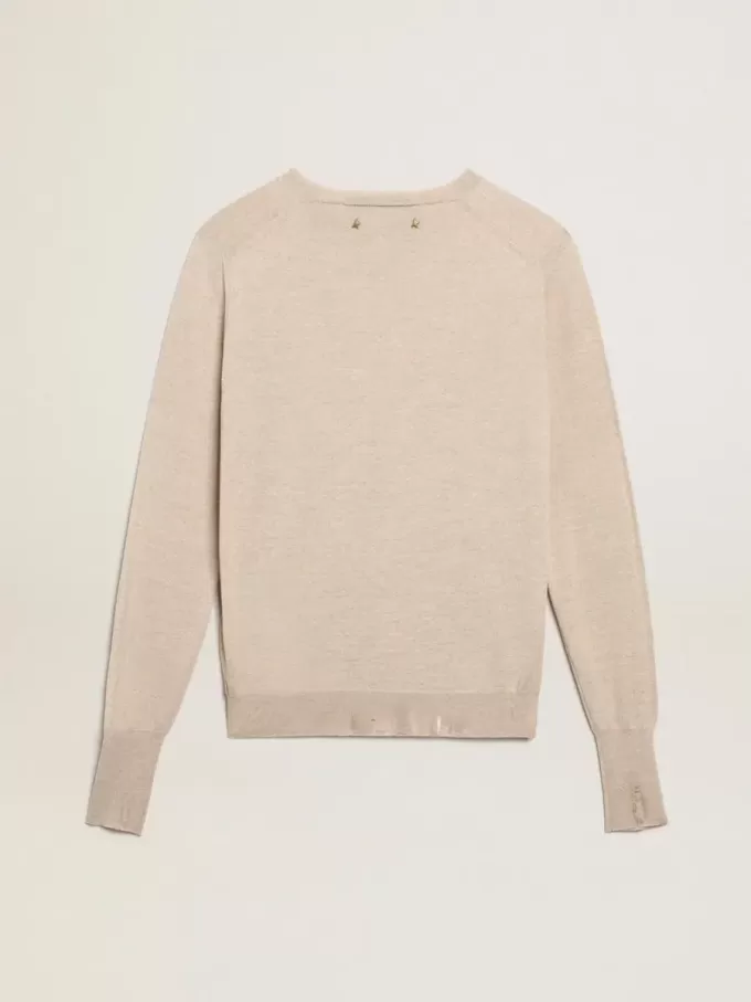 Maglione da donna in lana merino marrone chiaro Maglione da donna in lana merino marrone chiaro