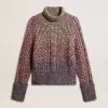 Maglione da donna multicolore a collo alto con filato mouliné Maglione da donna multicolore a collo alto con filato mouliné