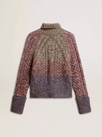 Maglione da donna multicolore a collo alto con filato mouliné
