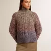 Maglione da donna multicolore a collo alto con filato mouliné Maglione da donna multicolore a collo alto con filato mouliné