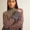 Maglione da donna multicolore a collo alto con filato mouliné Maglione da donna multicolore a collo alto con filato mouliné