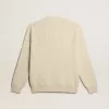 Maglione da uomo a girocollo in cotone color panama con logo sul retro Maglione da uomo a girocollo in cotone color panama con logo sul retro