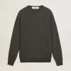 Maglione da uomo a girocollo in lana mélange grigio scuro Maglione da uomo a girocollo in lana mélange grigio scuro