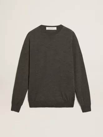 Maglione da uomo a girocollo in lana mélange grigio scuro Maglione da uomo a girocollo in lana mélange grigio scuro