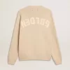 Maglione da uomo beige con collo a giro e scritta “Golden” sul retro Maglione da uomo beige con collo a giro e scritta “Golden” sul retro