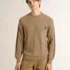 Maglione da uomo beige con logo ricamato Maglione da uomo beige con logo ricamato