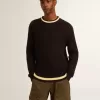 Maglione da uomo blu con collo rotondo e bordi a costine a contrasto Maglione da uomo blu con collo rotondo e bordi a costine a contrasto