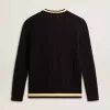 Maglione da uomo blu con collo rotondo e bordi a costine a contrasto Maglione da uomo blu con collo rotondo e bordi a costine a contrasto