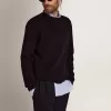 Maglione da uomo girocollo in cotone blu scuro Maglione da uomo girocollo in cotone blu scuro