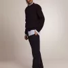 Maglione da uomo girocollo in cotone blu scuro Maglione da uomo girocollo in cotone blu scuro