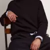 Maglione da uomo girocollo in cotone blu scuro con logo Maglione da uomo girocollo in cotone blu scuro con logo
