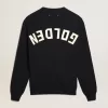 Maglione da uomo girocollo in cotone blu scuro con logo Maglione da uomo girocollo in cotone blu scuro con logo