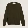 Maglione da uomo girocollo in cotone verde militare Maglione da uomo girocollo in cotone verde militare