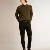 Maglione da uomo girocollo in cotone verde militare Maglione da uomo girocollo in cotone verde militare