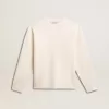 Maglione da uomo girocollo in lana a coste bianco consumato Maglione da uomo girocollo in lana a coste bianco consumato