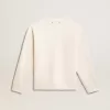 Maglione da uomo girocollo in lana a coste bianco consumato Maglione da uomo girocollo in lana a coste bianco consumato