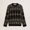 Maglione da uomo girocollo in misto lana con motivo jacquard argyle Maglione da uomo girocollo in misto lana con motivo jacquard argyle
