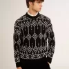 Maglione da uomo girocollo in misto lana con motivo jacquard argyle Maglione da uomo girocollo in misto lana con motivo jacquard argyle