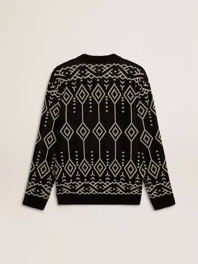 Maglione da uomo girocollo in misto lana con motivo jacquard argyle Maglione da uomo girocollo in misto lana con motivo jacquard argyle