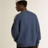 Maglione da uomo in lana jacquard azzurro con motivo color crema Maglione da uomo in lana jacquard azzurro con motivo color crema