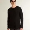 Maglione da uomo in lana nera con effetto consumato Maglione da uomo in lana nera con effetto consumato