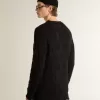 Maglione da uomo in lana nera con effetto consumato Maglione da uomo in lana nera con effetto consumato