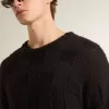 Maglione da uomo in lana nera con effetto consumato Maglione da uomo in lana nera con effetto consumato