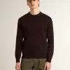 Maglione da uomo marrone con collo a giro e scritta “Golden” sul retro Maglione da uomo marrone con collo a giro e scritta “Golden” sul retro