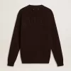 Maglione da uomo marrone con collo a giro e scritta “Golden” sul retro Maglione da uomo marrone con collo a giro e scritta “Golden” sul retro