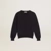 Maglione girocollo in cotone blu scuro Maglione girocollo in cotone blu scuro