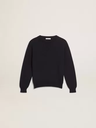 Maglione girocollo in cotone blu scuro