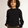 Maglione girocollo in cotone blu scuro Maglione girocollo in cotone blu scuro
