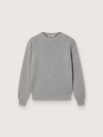 Maglione Golden unisex per bambini in grigio melange a costine con logo sul retro