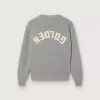 Maglione Golden unisex per bambini in grigio melange a costine con logo sul retro