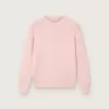 Maglione Golden unisex rosa a coste per bambini con logo Golden sul retro