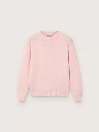 Maglione Golden unisex rosa a coste per bambini con logo Golden sul retro