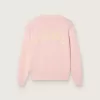 Maglione Golden unisex rosa a coste per bambini con logo Golden sul retro
