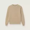 Maglione unisex a costine color beige dorato per bambini con logo sul retro