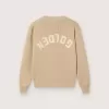 Maglione unisex a costine color beige dorato per bambini con logo sul retro