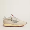 Marathon da donna con tomaia in nylon beige e stella grigia Marathon da donna con tomaia in nylon beige e stella grigia