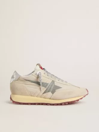 Marathon da donna con tomaia in nylon beige e stella grigia
