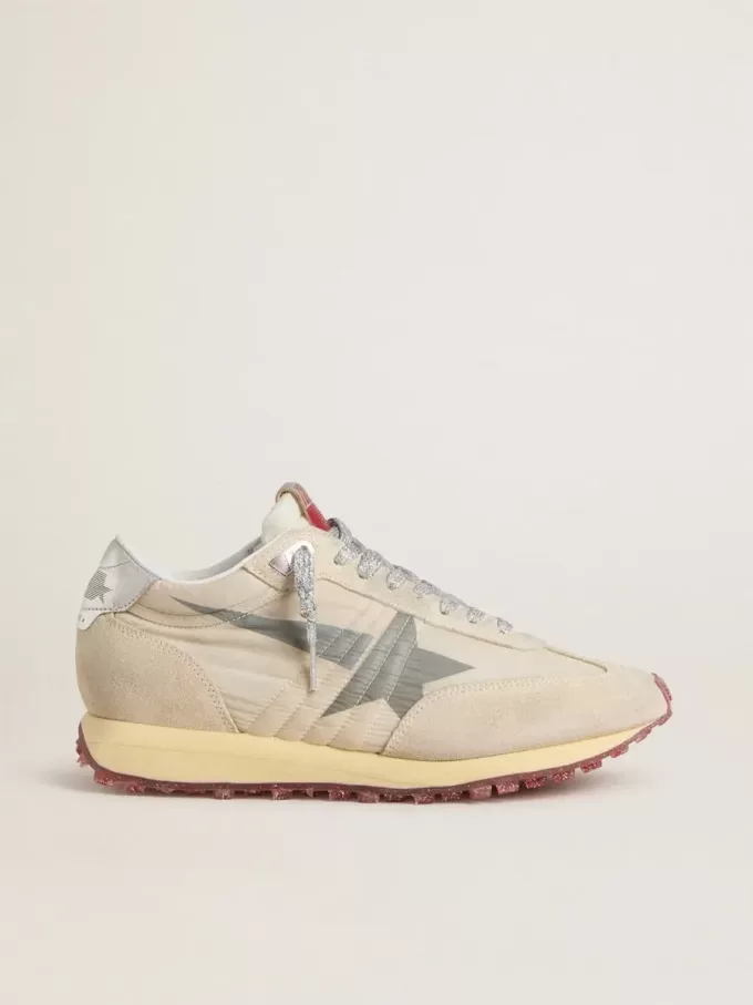 Marathon da donna con tomaia in nylon beige e stella grigia Marathon da donna con tomaia in nylon beige e stella grigia